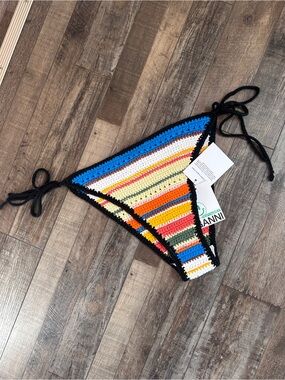 GANNI high-waisted crochet string bikini bottoms multicolour.